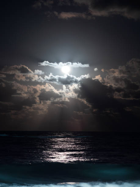 istock Night on the beach, moonlight path on the water 1406364815