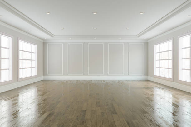 istock Empty room with White wall background old wooden floor, Living room - 3D Rendering 1406370691