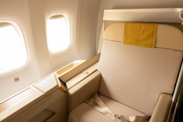 istock Luxury first class or business class suite on airplane 1406372102