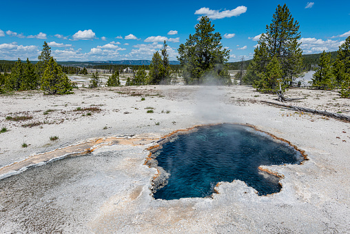 Surprise Pool on the Firehole Lake Road in Lower Geyser Basin at Yellowstone National Park