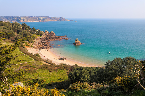 Rocky coastline of Saint-Mathieu is a headland located near Le Conquet in the territory of the commune of Plougonvelin in department of Finistère in France