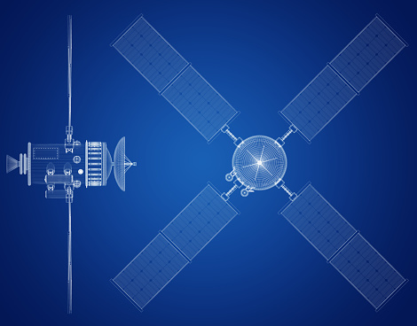 The Hubble space telescope in outer space. Elements of this image furnished by NASA.