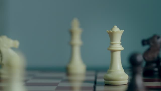 Chess game on the board for competition , success and leadership business concept