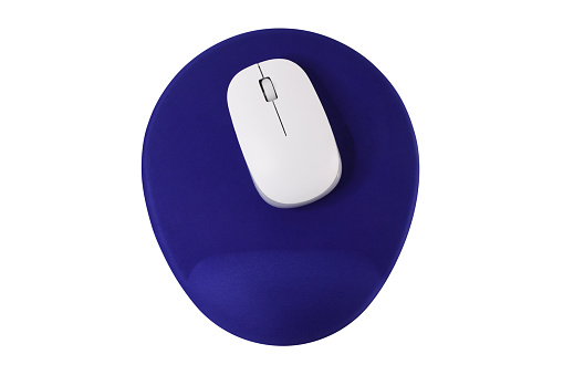 Computer mouse on the mouse pad isolated on the white background with clipping path