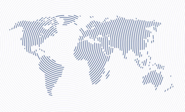 карта мира ripple lines абстрактный фон - глобальная деревня stock illustrations