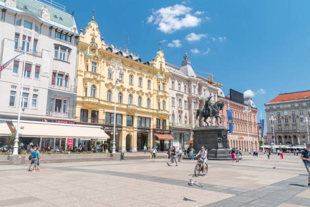 Ban Jelacic Square. Popular tourist place. Central square of the city of Zagreb. stock photo
