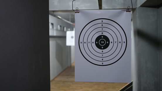 Close Target Fast Shooting Practice By Modern Male With Gun On Range