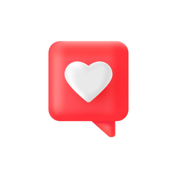 istock Like 3d icon. Social media speech bubble with heart. Love quote element. Comment button. Online message. Notice people. Chat communicate text. Notification label. Emoji reaction.Vector illustration 1406391781