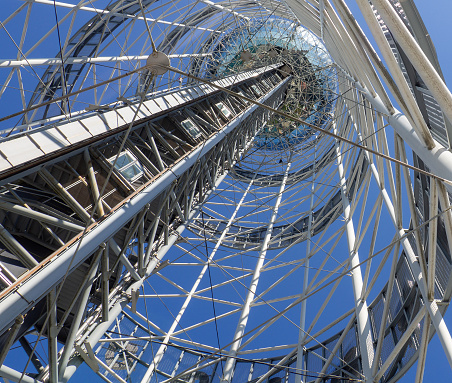 Close up of white Ferris Wheel Melbourne Docklands