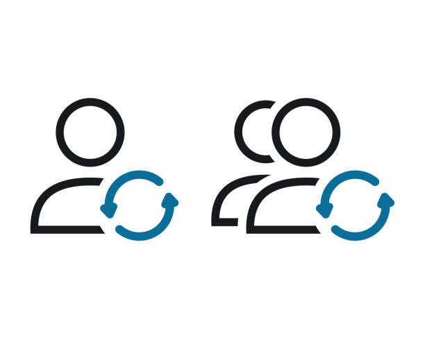 Synchronize user sign. Account profile with reload, refresh icon. Synchronize user sign. Account profile with reload, refresh icon. Illustration vector synchronize stock illustrations
