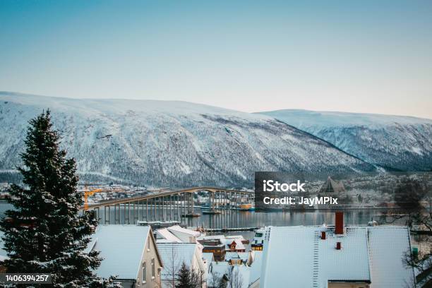 View Of Tromso In Snowy Winter Norway Stock Photo - Download Image Now - Tromso, Snow, Norway