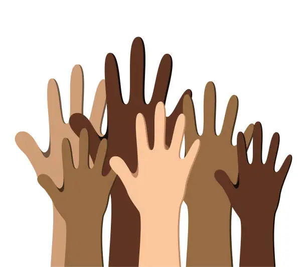Vector illustration of Diverse Multinational Group of Hands