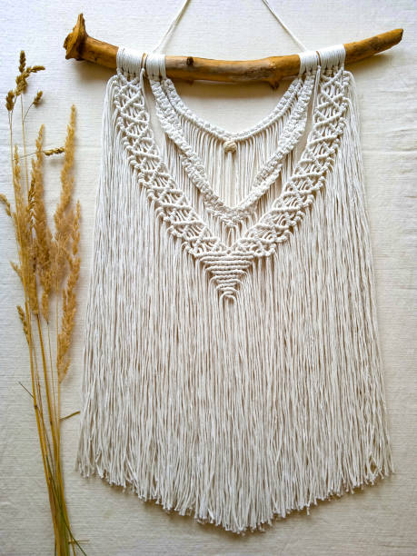 Macrame wall hanger, Home decor photo for interior design. Handmade wall decor
