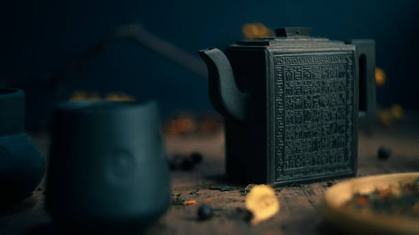 istock Chinese tea ceremony ancient vintage clay Chinese teapot 1406414239