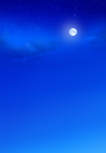 Background of blue night sky with stars and moon