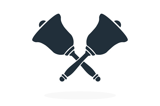 Two handbells. Simple icon. Flat style element for graphic design. Vector EPS10 illustration