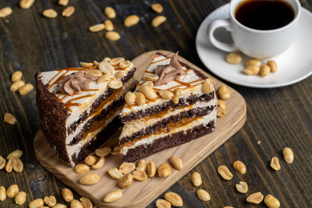 istock caramel cake with peanuts and buttercream, close up 1406422326