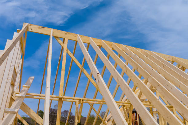 istock An aerial view of a timber frame beam framework stick built home under construction 1406428987