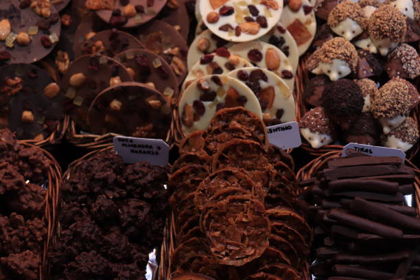 istock Chocolate pralines at a market 1406429844