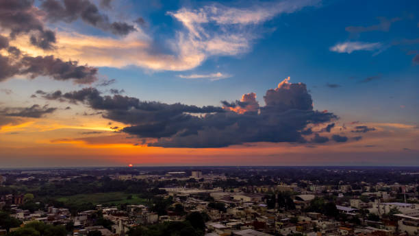 Panoramic of the City of Villahermosa in Tabasco State at sunset