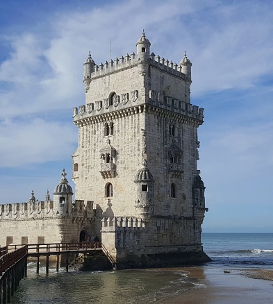 Belém Tower seen from Jardim da Torre de Belém in Lisbon