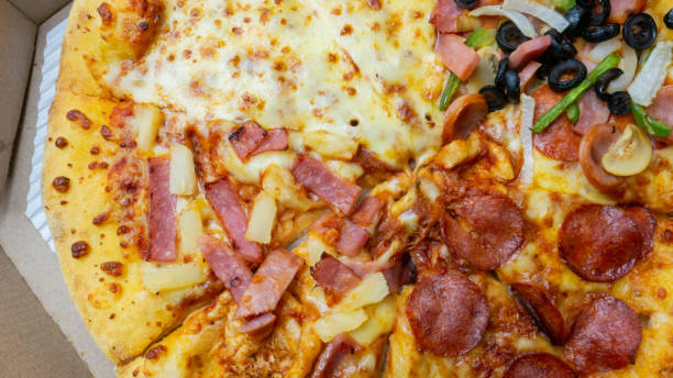 istock The pizza in box top view image for food concept 1406440763