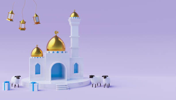 istock Islamic banners with sheep, podiums, mosques, lanterns, realistic for the celebration of Eid al-Adha 1406443705