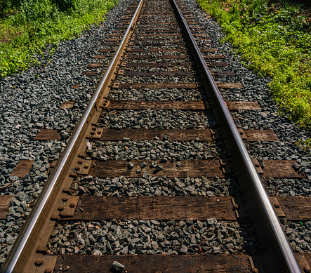 rail road tracks background top view industrial concept outdoor