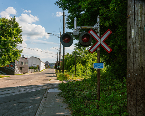 Railroad Crossing over City Streets in Hamilton, Ontario