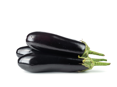 Long Eggplant on White Background