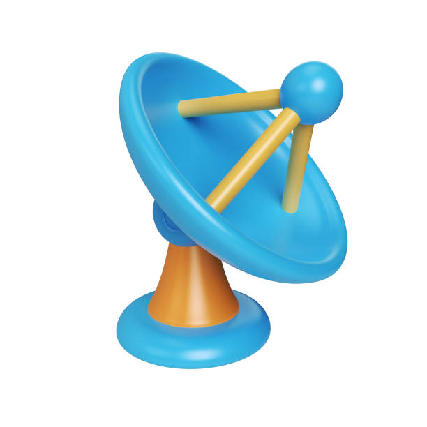 This is a 3D Render Satellite Antenna Icon illustration, high resolution jpg file, isolated on a white background
