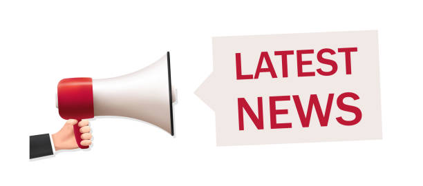 istock The hand holds a megaphone, breaking news. Vector illustration. 1406453278