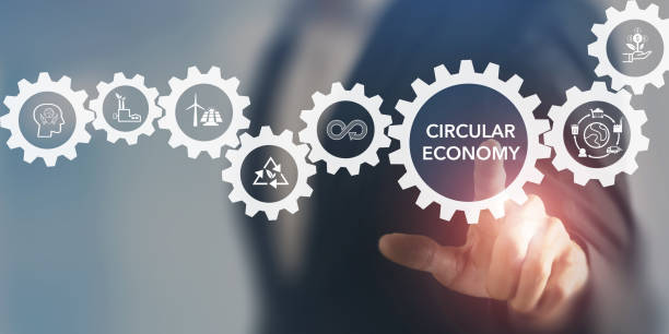 istock Circular economy concept, recycle, environment, reuse, manufacturing, waste, consumer, resources. LCA Life cycle assessment. Sustainable business development. Limit climate change and global warming. 1406454876