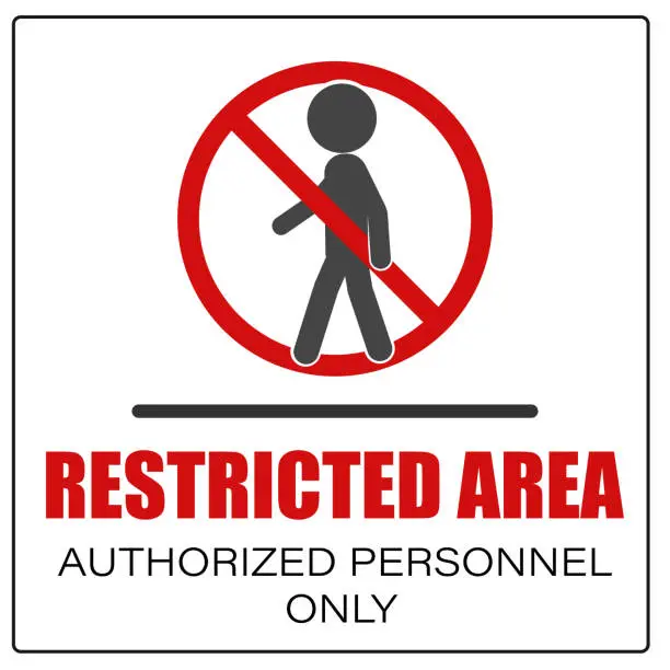 Vector illustration of Do Not Enter Sticker template design, restricted Area Authorized Personnel Only Symbol Warning Precaution Sign, No Entry Isolated White Label, No Trespassing Vector