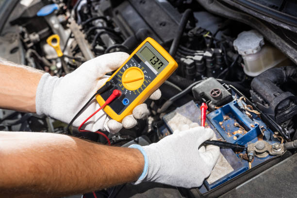 istock Car Electronic Maintenance Service And Check. Worker Man 1406458423