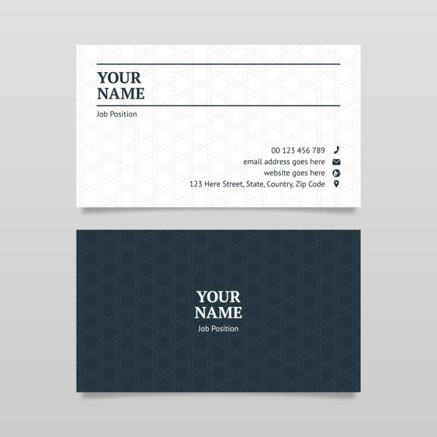 Law Firm Style Business Card Design Template, Lawyer Visiting Card Minimal Black and White Business Card Design Template that can be used by CEO, Manager, Lawyer, Advocate, Attorney,  Doctor, and other corporate or professional people lawyer backgrounds stock illustrations
