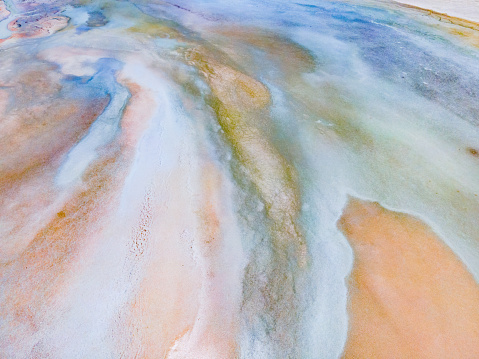 High angle view of a shallow lake