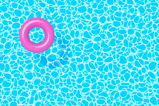 Summer background with pink pool float ring. Carefully layered and grouped for easy editing.