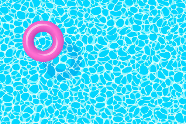 Seamless swimming pool background with inflatable ring Summer background with pink pool float ring. Carefully layered and grouped for easy editing. holiday vacations party mirrored pattern stock illustrations