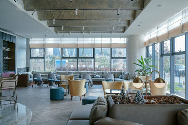 istock Restaurant and lounge bar interior, part of hotel 1406472109