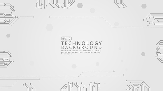 Abstract technology white background line and dots. Vector circuit board illustration. Technology connection digital data and big data modern minimal concept for graphic design and digital marketing.