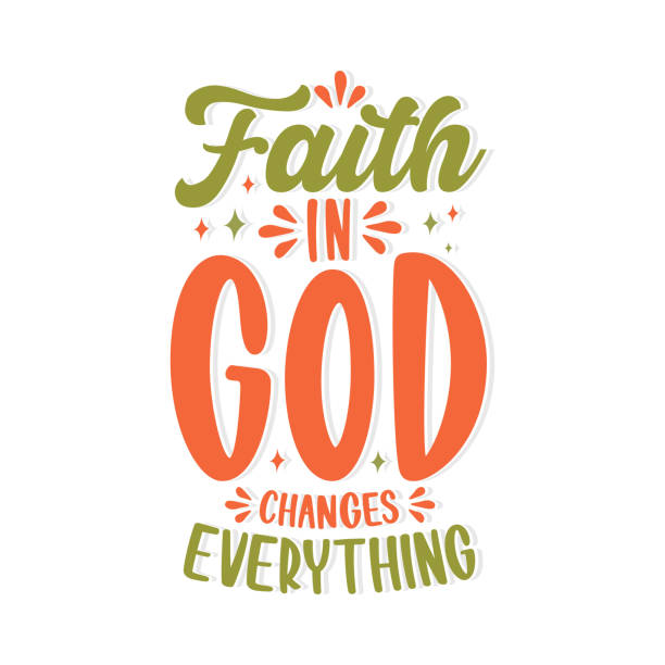 Faith in god changes everything. Faith in god changes everything. Hand drawn lettering Calligraphy isolated vector shirt design. work motivational quotes stock illustrations