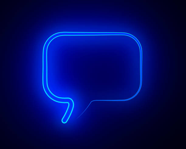 istock blue neon bubble speak on dark background. 3D illustration 1406474401