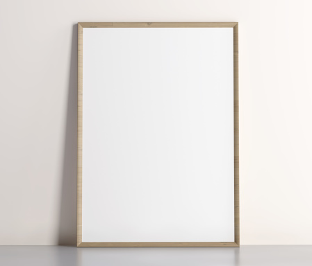 Blank picture frame mockup isolated on white with sof shadow