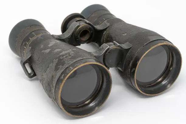 antique, old german world war one artillery binoculars