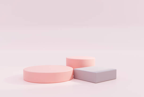 istock Pastel pink podium empty pedestal product display scene for product placement 3d background 1406486896