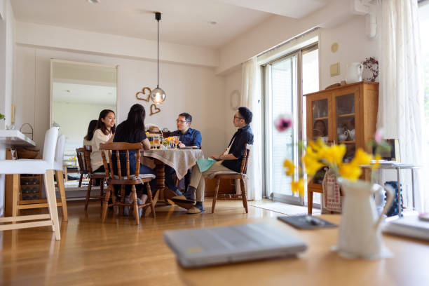 istock Small group of people having lunch party 1406487736