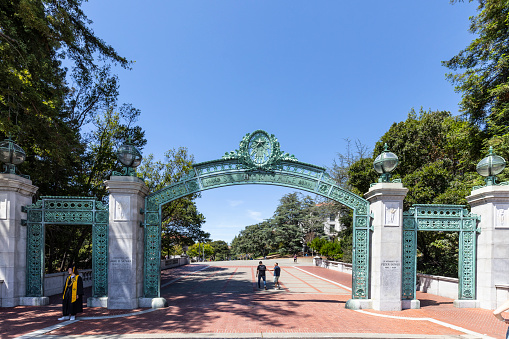Oakland, USA - May 18, 2022: Sather gate at the campus of Oakland university.
