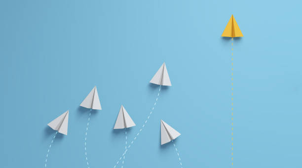 istock Innovator Paper plane changing route to improve. Disruption concept. 1406498870