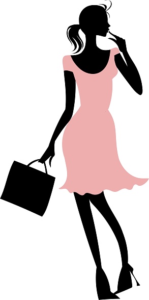 Silhouette woman enjoying shopping